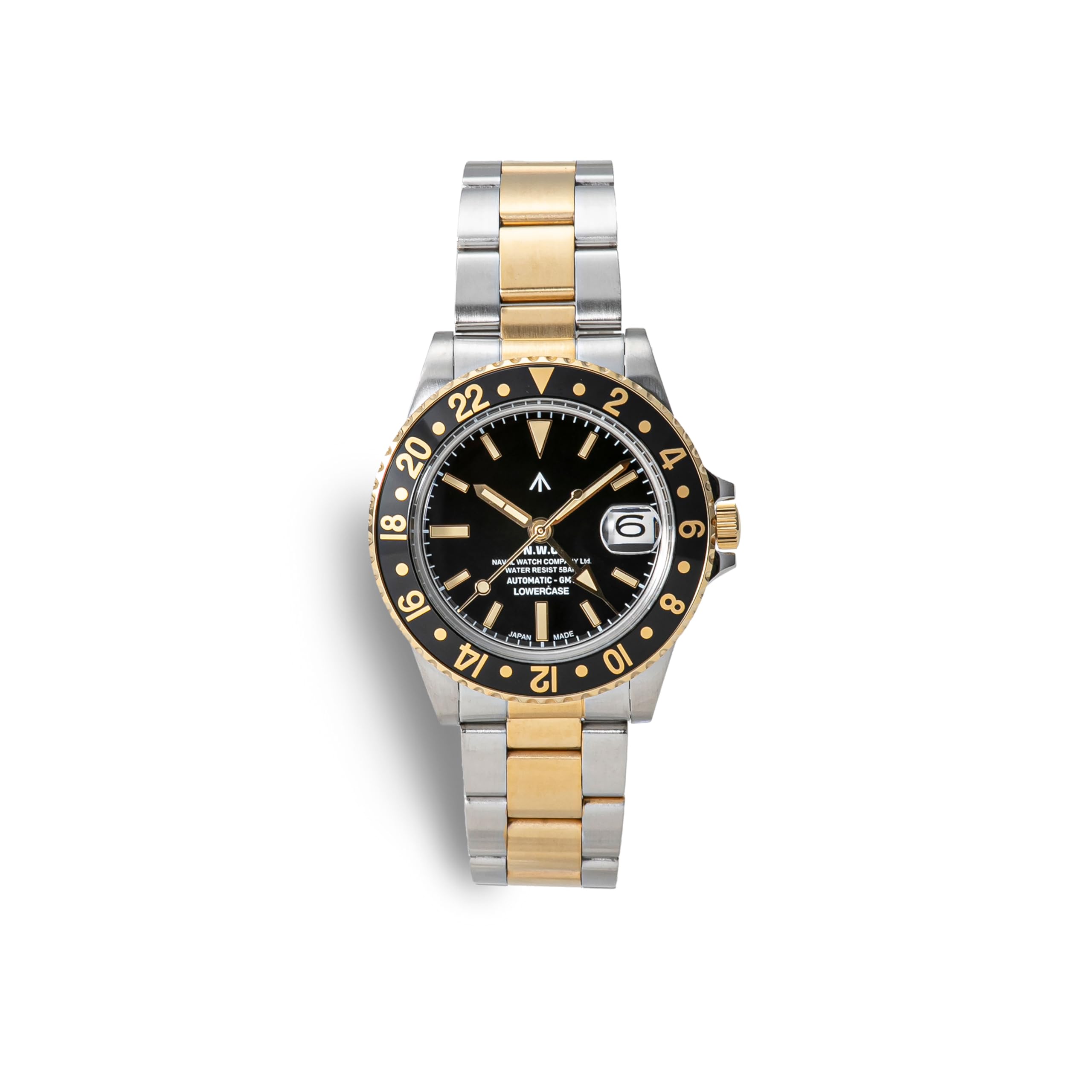 NAVAL WATCH Produced by GMT Combi color BK bezel 3 links metal band LOWERCASE:FRXD008 Gold&Silver dial/BK / S/S чорний
NAVAL WATCH Produced by GMT Combi color BK bezel 3 links metal band LOWERCASE:FRXD008 Gold&Silver dial/BK / S/S чорний