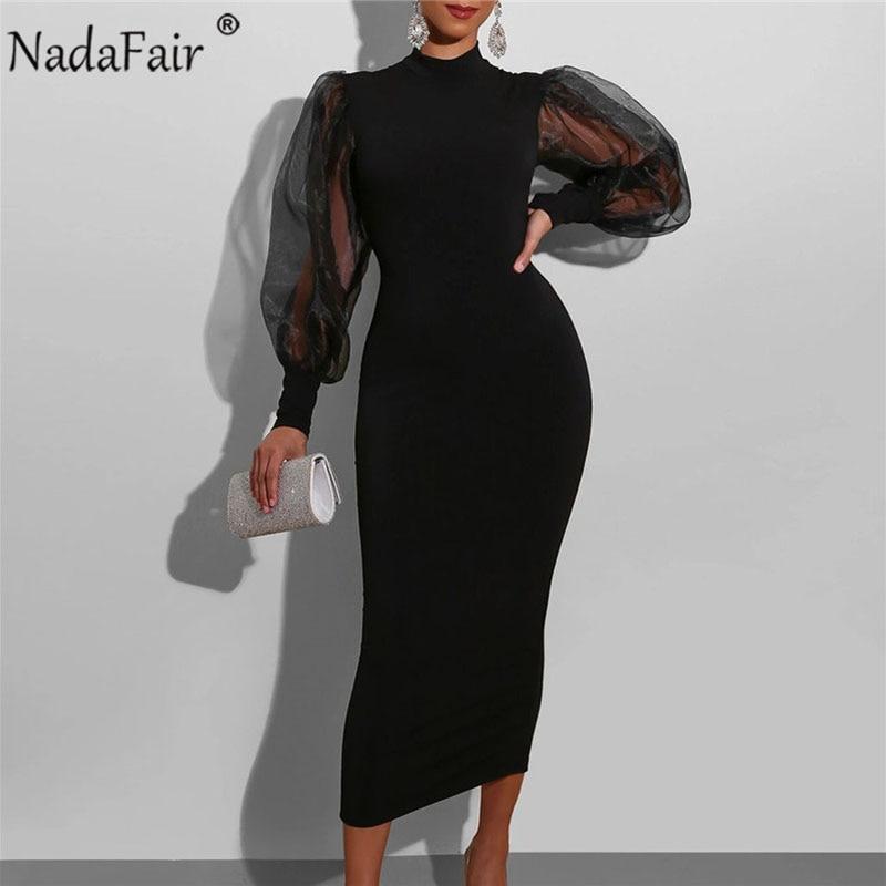 Mesh Puff Sleeve Sexy Bodycon Dress Women High Neck Club Outfits Back Split Black Party Maxi Dress Women Winter XXL чорний
Mesh Puff Sleeve Sexy Bodycon Dress Women High Neck Club Outfits Back Split Black Party Maxi Dress Women Winter XXL чорний