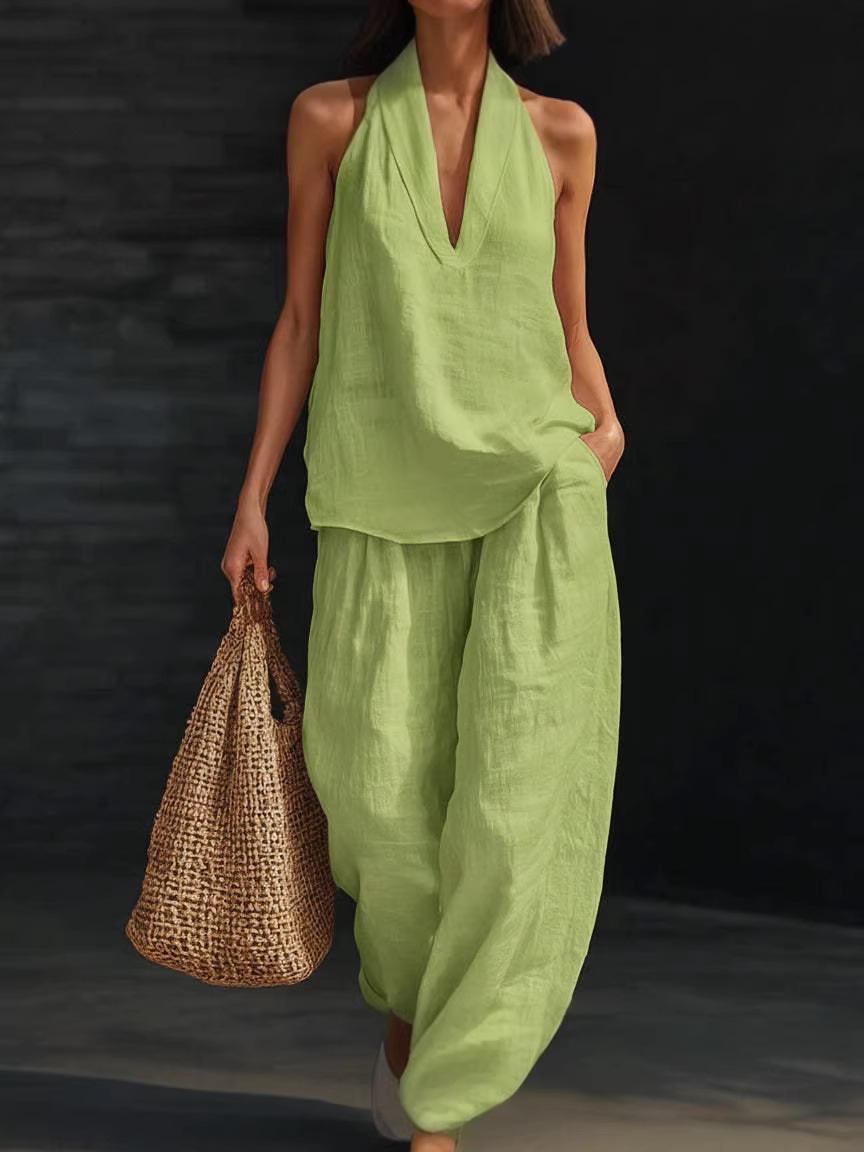 Women s Summer Solid Color V-neck Sleeveless Halter Casual Set XXX-Large зелений
Women s Summer Solid Color V-neck Sleeveless Halter Casual Set XXX-Large зелений