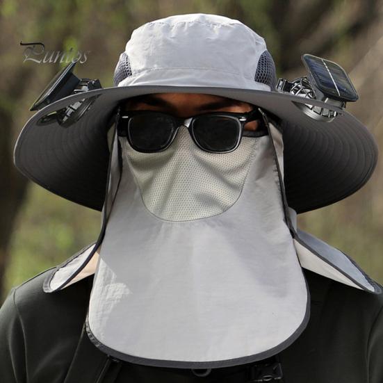 Men Sun Hat with Solar Fan Detachable Face Guard Shawl Sun Protection Cap Adjustable Wind Speeds Fishermen Hat 1 Set
Men Sun Hat with Solar Fan Detachable Face Guard Shawl Sun Protection Cap Adjustable Wind Speeds Fishermen Hat 1 Set