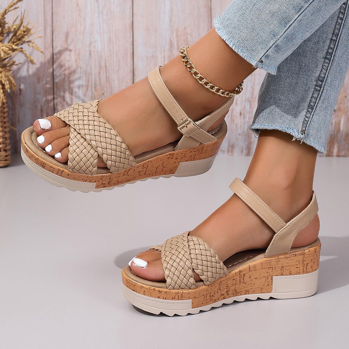 Plus Size One-Strap Wedge Sandals for Women with Buckle & Woven Strap - Lightweight Beach Shoes 41 верблюд
Plus Size One-Strap Wedge Sandals for Women with Buckle & Woven Strap - Lightweight Beach Shoes 41 верблюд