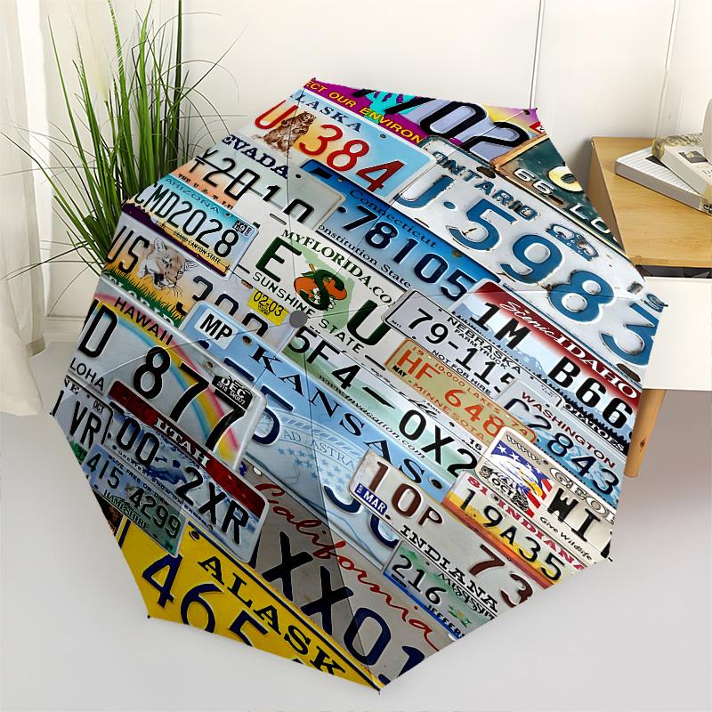 License Plates, Collection Themed Automatic Opening and Closing Umbrella, Brightly Colored 8-rib Portable Umbrella, Suitable for Men and Wom
License Plates, Collection Themed Automatic Opening and Closing Umbrella, Brightly Colored 8-rib Portable Umbrella, Suitable for Men and Wom