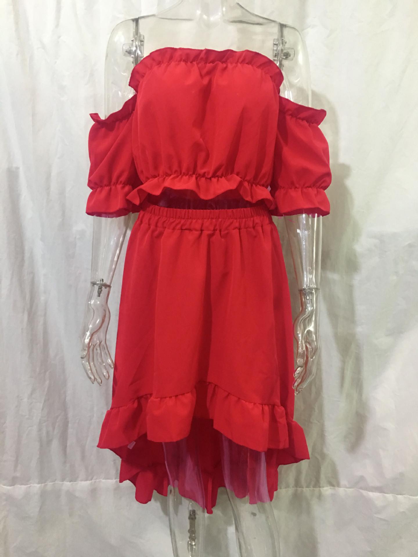 Жіночий костюм-двійка з суцільним кольором і однослівним коміром. S червоний
Жіночий костюм-двійка з суцільним кольором і однослівним коміром. S червоний