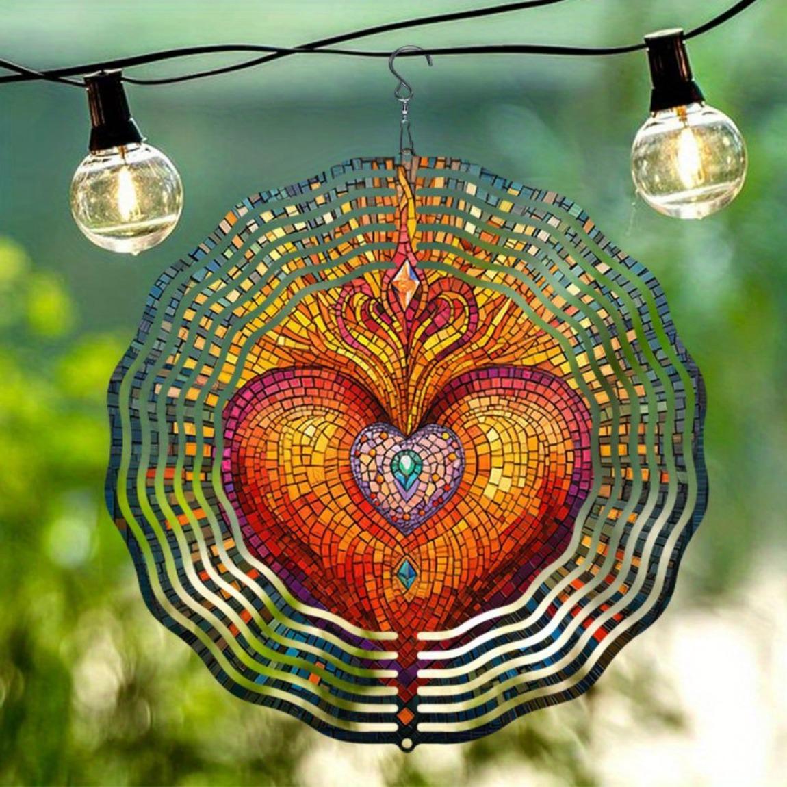 Vibrant Stained Glass Heart Wind Chime Colorful Outdoor Garden Decor with Rotating Hook Weather Resistant 3D Art for Patio Porch Holiday Decoration
Vibrant Stained Glass Heart Wind Chime Colorful Outdoor Garden Decor with Rotating Hook Weather Resistant 3D Art for Patio Porch Holiday Decoration
