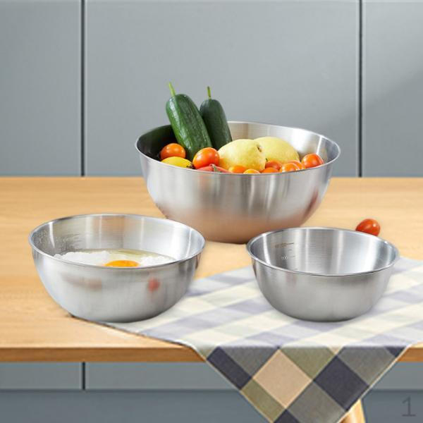 3 Pieces Nested Mixing Bowls Stainless Steel Stackable Space Saving with Scale for Baking
3 Pieces Nested Mixing Bowls Stainless Steel Stackable Space Saving with Scale for Baking