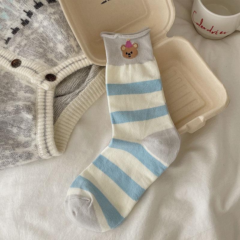 Female Spring and Autumn Assorted Striped Dot Bowknot Cartoon Cute Animal Curled Edge In The Tube Pile Socks 1 pair
Female Spring and Autumn Assorted Striped Dot Bowknot Cartoon Cute Animal Curled Edge In The Tube Pile Socks 1 pair
