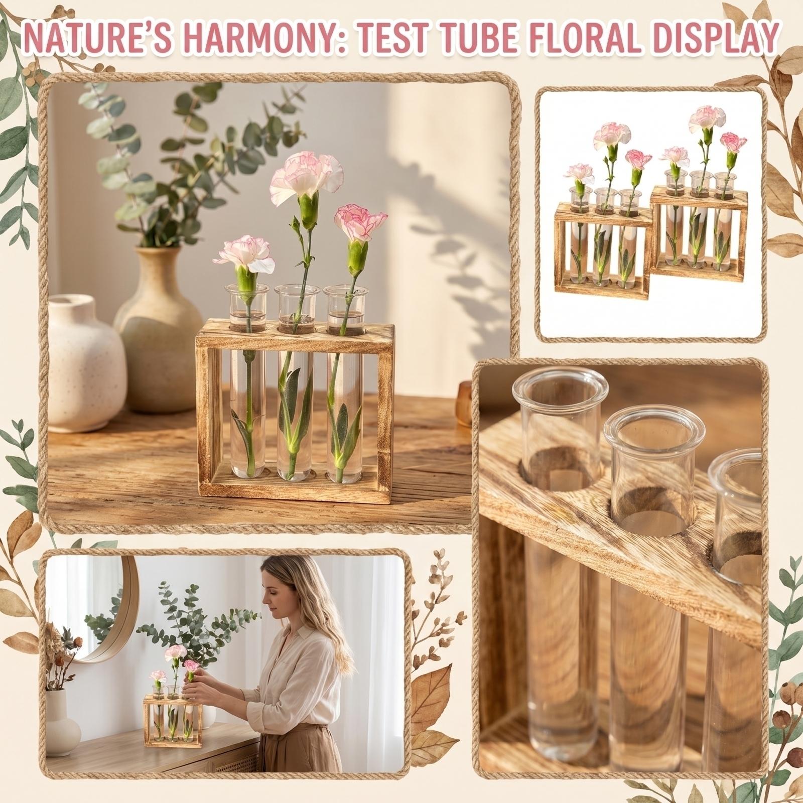 Creative Desktop Decoration with Three Glass Test Tubes and Wooden Frame for Modern Home Office and Living Room Tabletop Display
Creative Desktop Decoration with Three Glass Test Tubes and Wooden Frame for Modern Home Office and Living Room Tabletop Display
