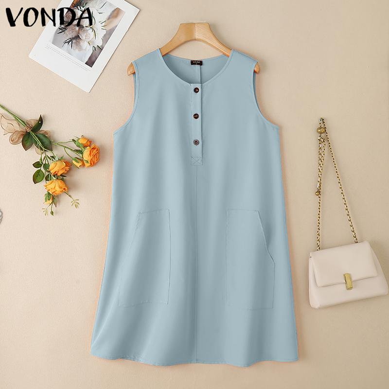 VONDA Summer Women Sleeveless Solid Color Casual Pockets Dress 4XL синий
VONDA Summer Women Sleeveless Solid Color Casual Pockets Dress 4XL синий
