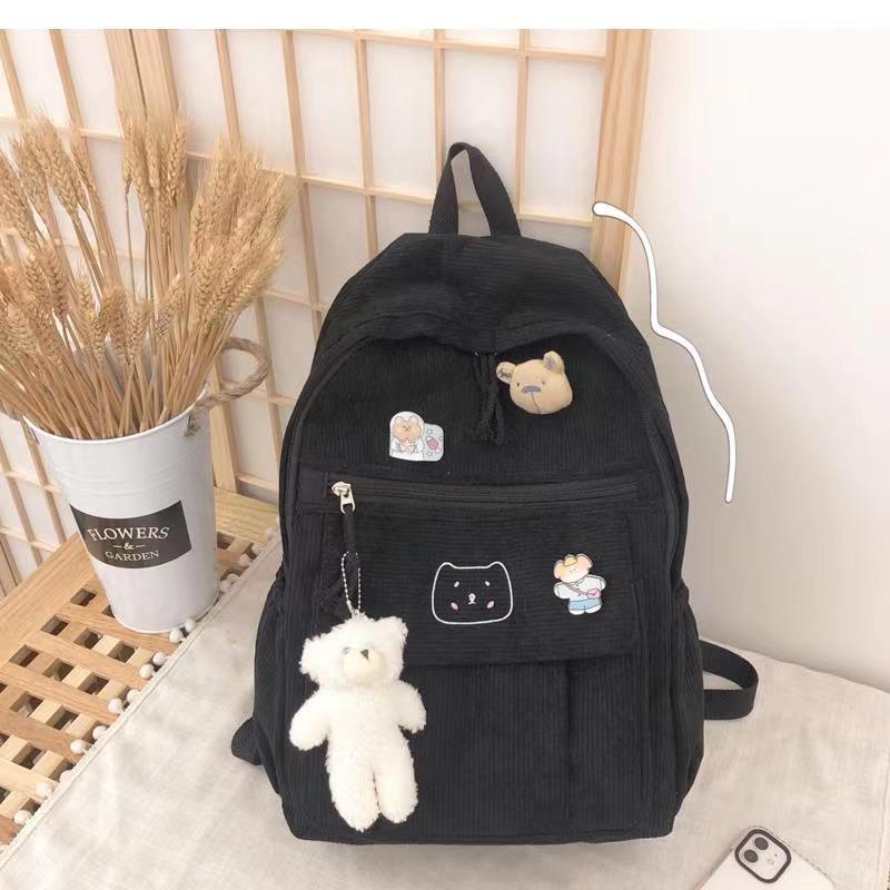 Schoolbag corduroy backpack for female students girl cute travel backpack чёрный
Schoolbag corduroy backpack for female students girl cute travel backpack чёрный