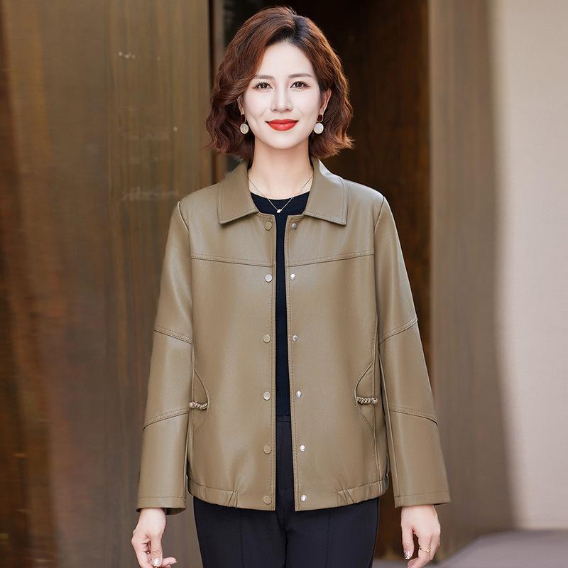 Temperament jacket women s lapel leather jacket mid-autumn and winter short jacket top 5XL хакі
Temperament jacket women s lapel leather jacket mid-autumn and winter short jacket top 5XL хакі