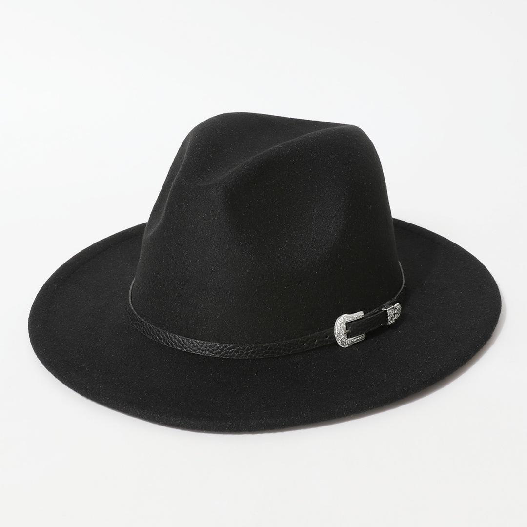 European and American flat-brimmed hats, western cowboy hats, British jazz hats, vintage felt hats, leather belt wool hats for men and women Average Size чёрный
European and American flat-brimmed hats, western cowboy hats, British jazz hats, vintage felt hats, leather belt wool hats for men and women Average Size чёрный