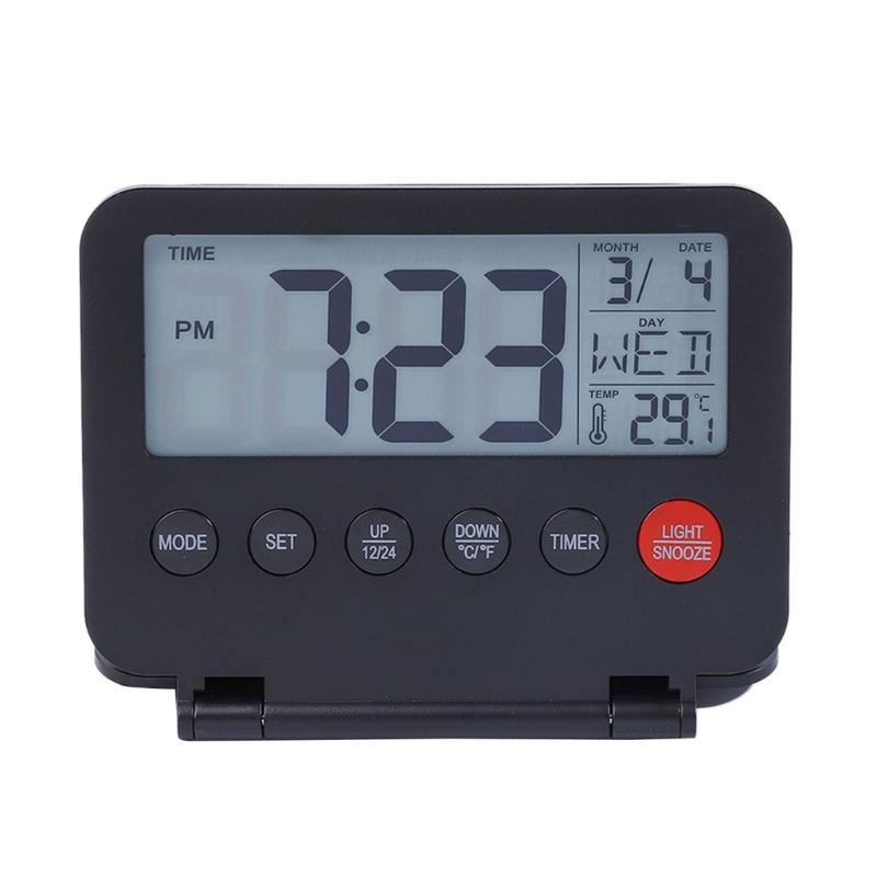 Цифровий дорожній складаний будильник з великим РК-дисплеєм, календарем, термометрами, функцією повтору сигналу, підсвічуванням, живлення від батарейок чорний
Цифровий дорожній складаний будильник з великим РК-дисплеєм, календарем, термометрами, функцією повтору сигналу, підсвічуванням, живлення від батарейок чорний