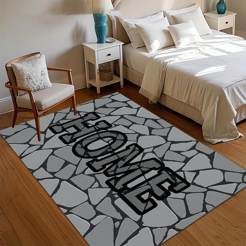 Modern Grey Stone Texture Area Rug with Bold Black HOME Lettering Stylish Floor Mat for Living Room Bedroom Entryway 40x60cm
Modern Grey Stone Texture Area Rug with Bold Black HOME Lettering Stylish Floor Mat for Living Room Bedroom Entryway 40x60cm