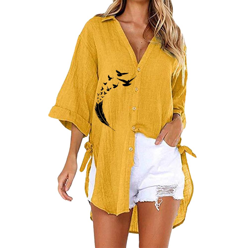 Жіноча модна футболка з V-подібним вирізом і напіврукавом Літо й осінь Повсякденна однотонна верхня сорочка на ґудзиках Вільні довгі блузки 5XL жовтий
Жіноча модна футболка з V-подібним вирізом і напіврукавом Літо й осінь Повсякденна однотонна верхня сорочка на ґудзиках Вільні довгі блузки 5XL жовтий