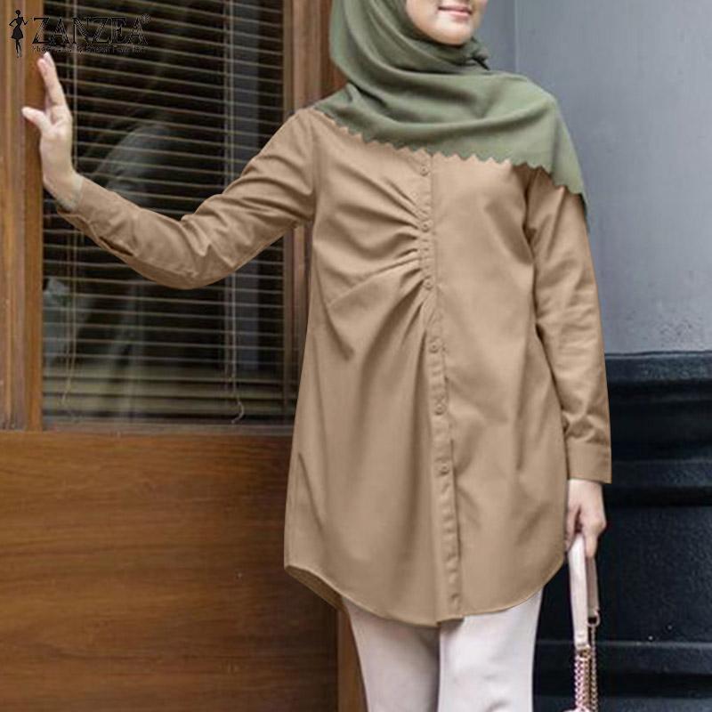 ZANZEA Женские повседневные свободные блузки с круглым вырезом и длинными рукавами
ZANZEA Женские повседневные свободные блузки с круглым вырезом и длинными рукавами