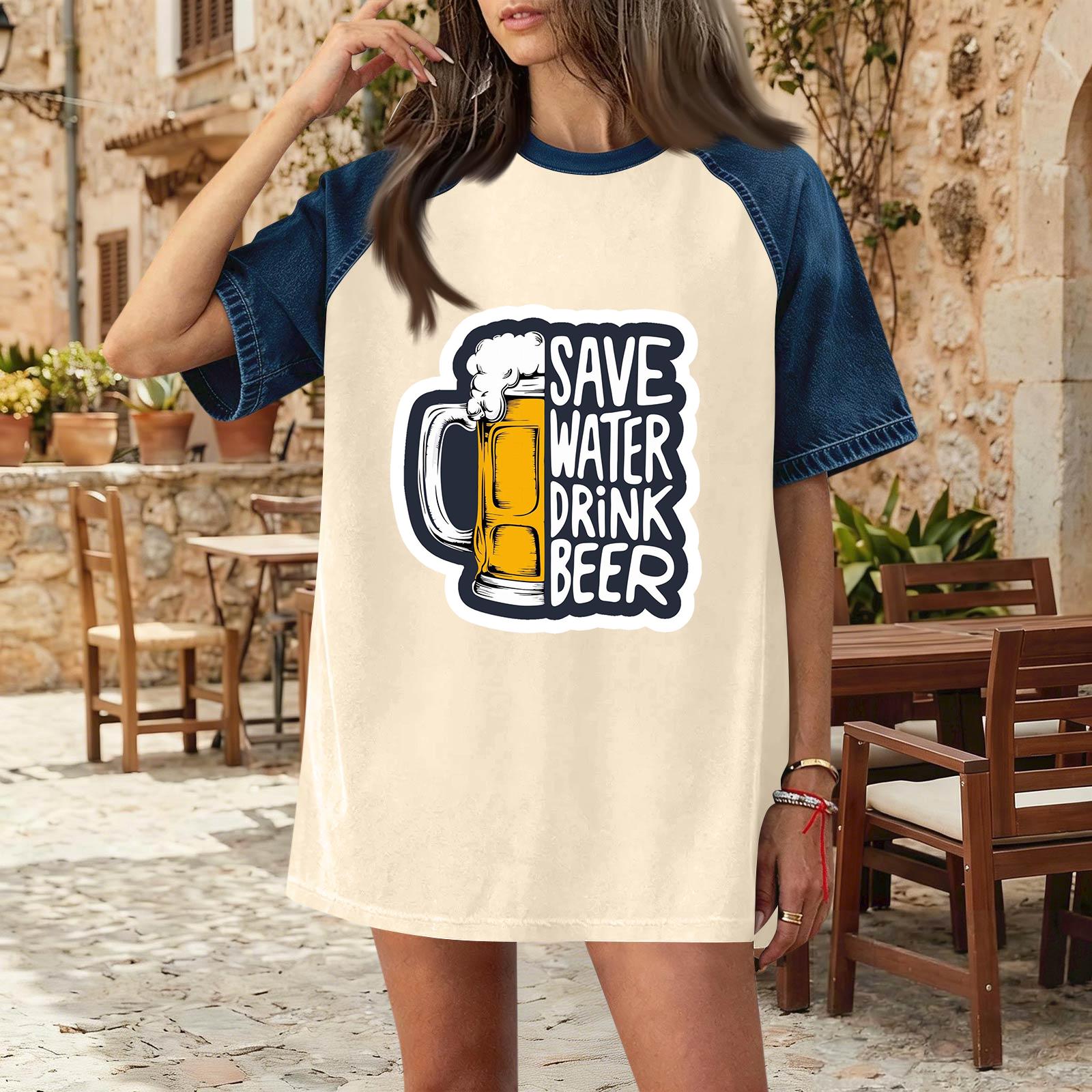 Casual Women Denim Patchwork Oktoberfest Graphic T Shirt Comfortable Short Sleeve Loose Fit Top for Daily Wear S
Casual Women Denim Patchwork Oktoberfest Graphic T Shirt Comfortable Short Sleeve Loose Fit Top for Daily Wear S