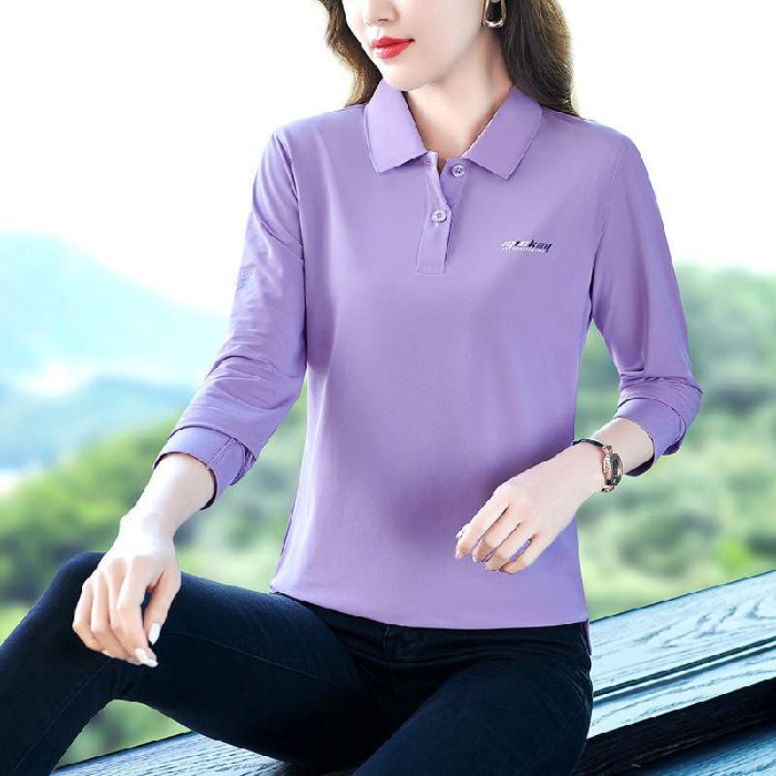 Autumn Solid Color Long-sleeved T-shirt Women s Fashion Blouse Lapel T-shirt Polo Shirt 5XL фіолетовий
Autumn Solid Color Long-sleeved T-shirt Women s Fashion Blouse Lapel T-shirt Polo Shirt 5XL фіолетовий