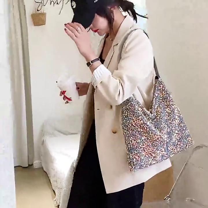 Fashion Sequined Shoulder Bag Female PU Leather Bucket Bag Trendy Satchel Crossbody Bag Designer Lady Armpit Purse
Fashion Sequined Shoulder Bag Female PU Leather Bucket Bag Trendy Satchel Crossbody Bag Designer Lady Armpit Purse