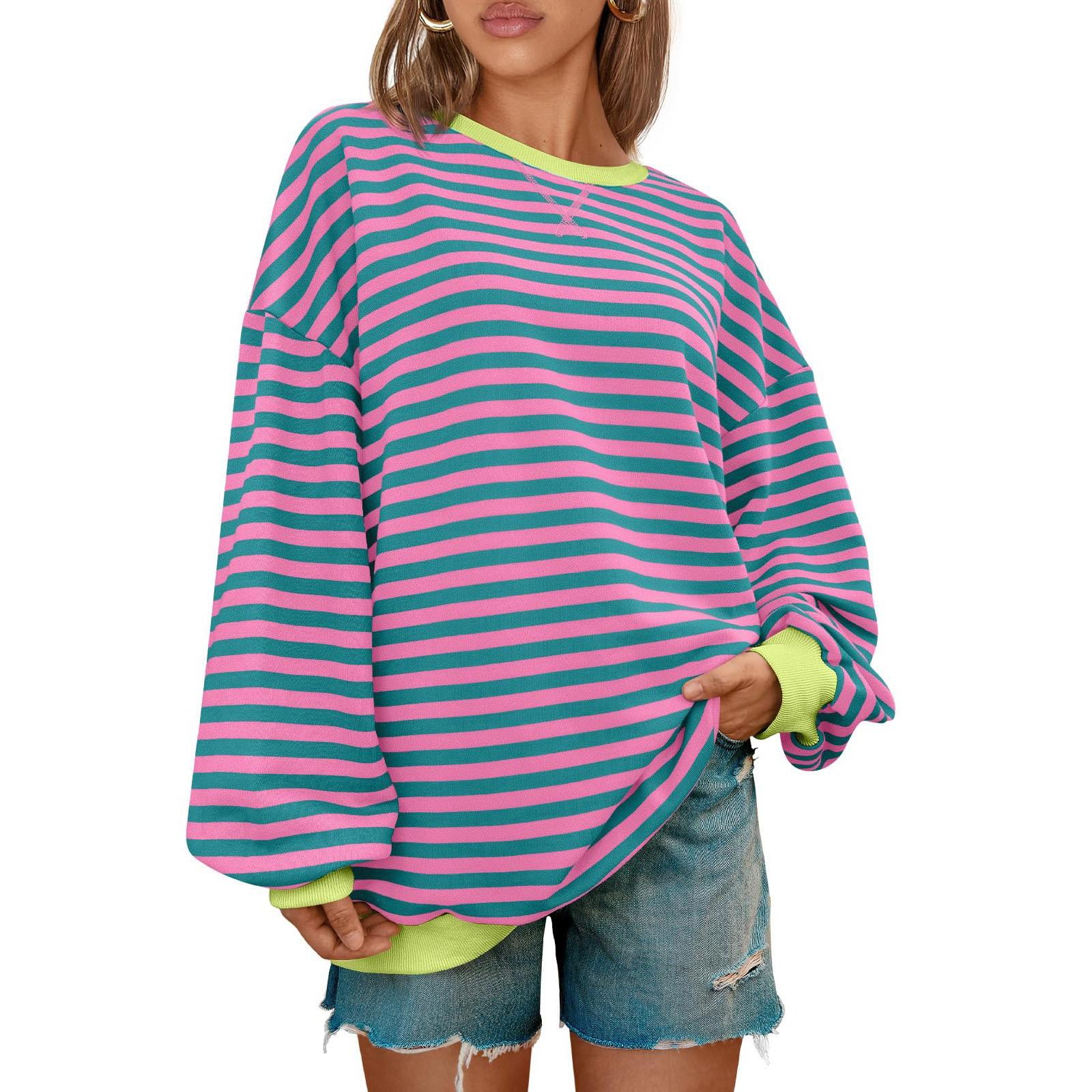 Женская спортивная рубашка в полоску большого размера с длинными рукавами и круглым вырезом, повседневная свободная рубашка-пуловер, топ L розовый
Женская спортивная рубашка в полоску большого размера с длинными рукавами и круглым вырезом, повседневная свободная рубашка-пуловер, топ L розовый