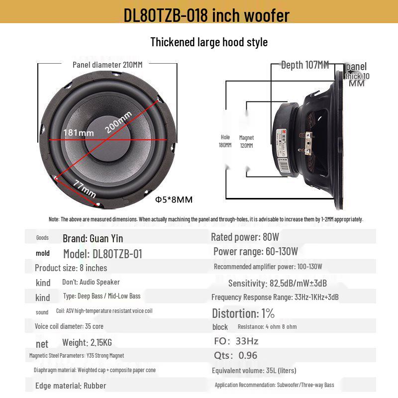 8-Inch Guan Yin HiFi Subwoofer: Upgraded Super Heavy Bass for Home Theater
8-Inch Guan Yin HiFi Subwoofer: Upgraded Super Heavy Bass for Home Theater