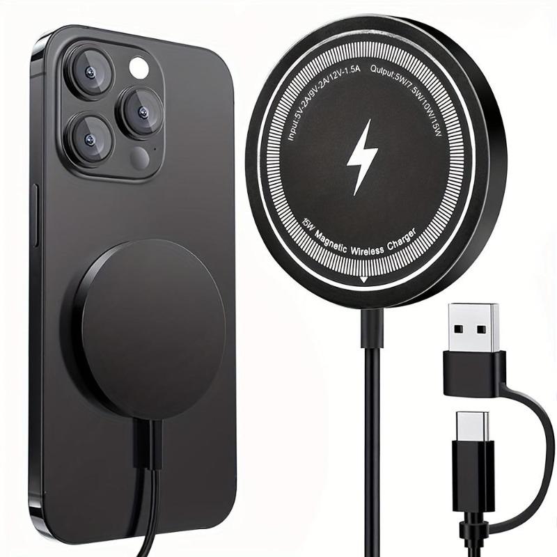 W Fast Charging Magnetic Wireless Charger Suitable for iPhone 1 15 1 1 1 Pro Max Airpods Dual Input USB-C/A чорний
W Fast Charging Magnetic Wireless Charger Suitable for iPhone 1 15 1 1 1 Pro Max Airpods Dual Input USB-C/A чорний