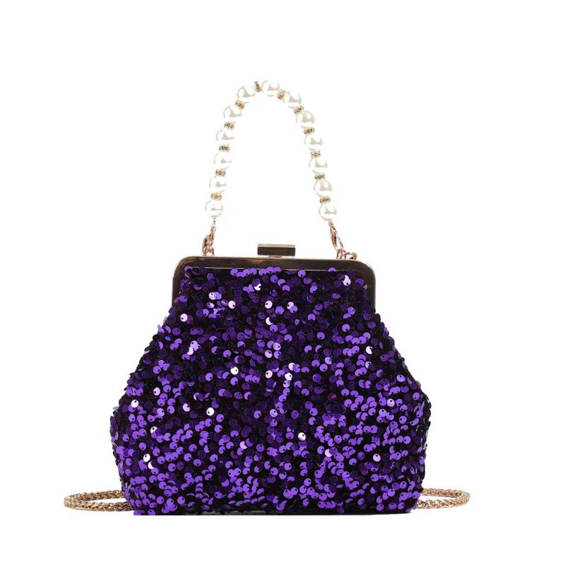 Vintage Rose red Silver Purple Sequin Evening Bags Pearl Chain Handbag For Women Wedding Party Chain Shoulder Bags Small Clutch фиолетовый
Vintage Rose red Silver Purple Sequin Evening Bags Pearl Chain Handbag For Women Wedding Party Chain Shoulder Bags Small Clutch фиолетовый