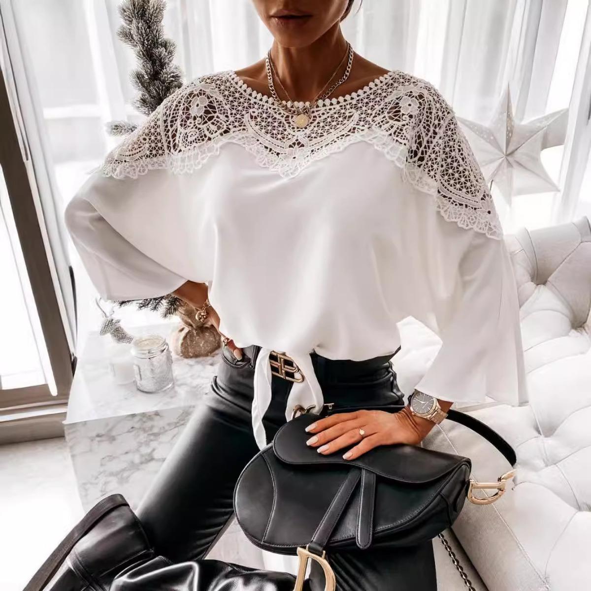 Spring Autumn Women s Solid Color Lace Trim Long Sleeve Crew Neck Shirt Casual Commute Blouse Top S
Spring Autumn Women s Solid Color Lace Trim Long Sleeve Crew Neck Shirt Casual Commute Blouse Top S