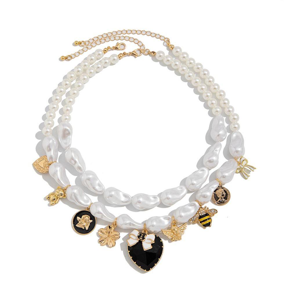 Irregular Imitation Pearl Necklace Imitation Pearl Clavicle Chain Bow Heart Pendant Necklace Girls Necklace
Irregular Imitation Pearl Necklace Imitation Pearl Clavicle Chain Bow Heart Pendant Necklace Girls Necklace