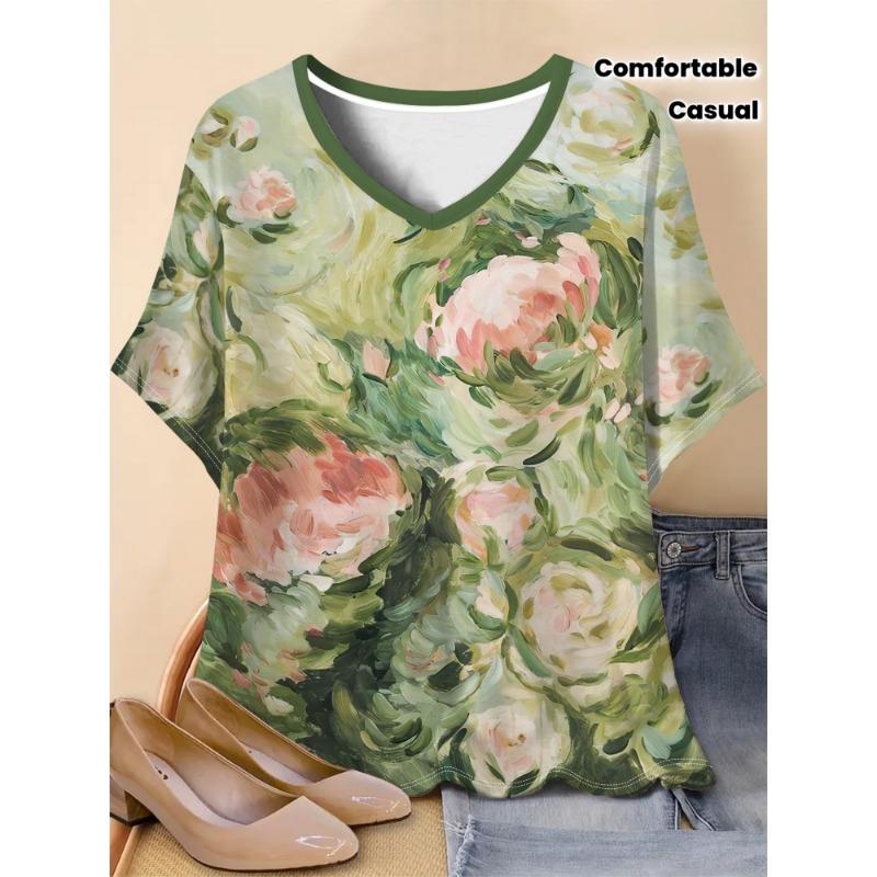 Pink peony women s digital printed summer T-shirt, French retro fresh pastoral style XL
Pink peony women s digital printed summer T-shirt, French retro fresh pastoral style XL
