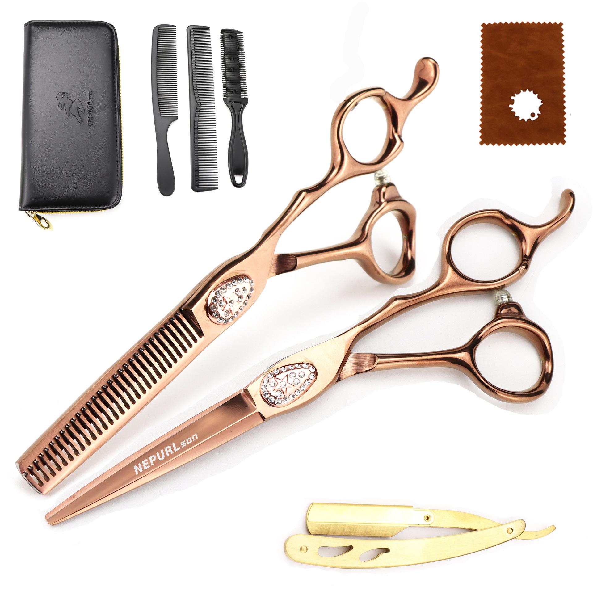 Nepson, Black Gold Bearing Screws, Paint, Hair Scissors, Flat Scissors, Tooth Scissors, Thin Scissors, Sets bronze gold suit
Nepson, Black Gold Bearing Screws, Paint, Hair Scissors, Flat Scissors, Tooth Scissors, Thin Scissors, Sets bronze gold suit