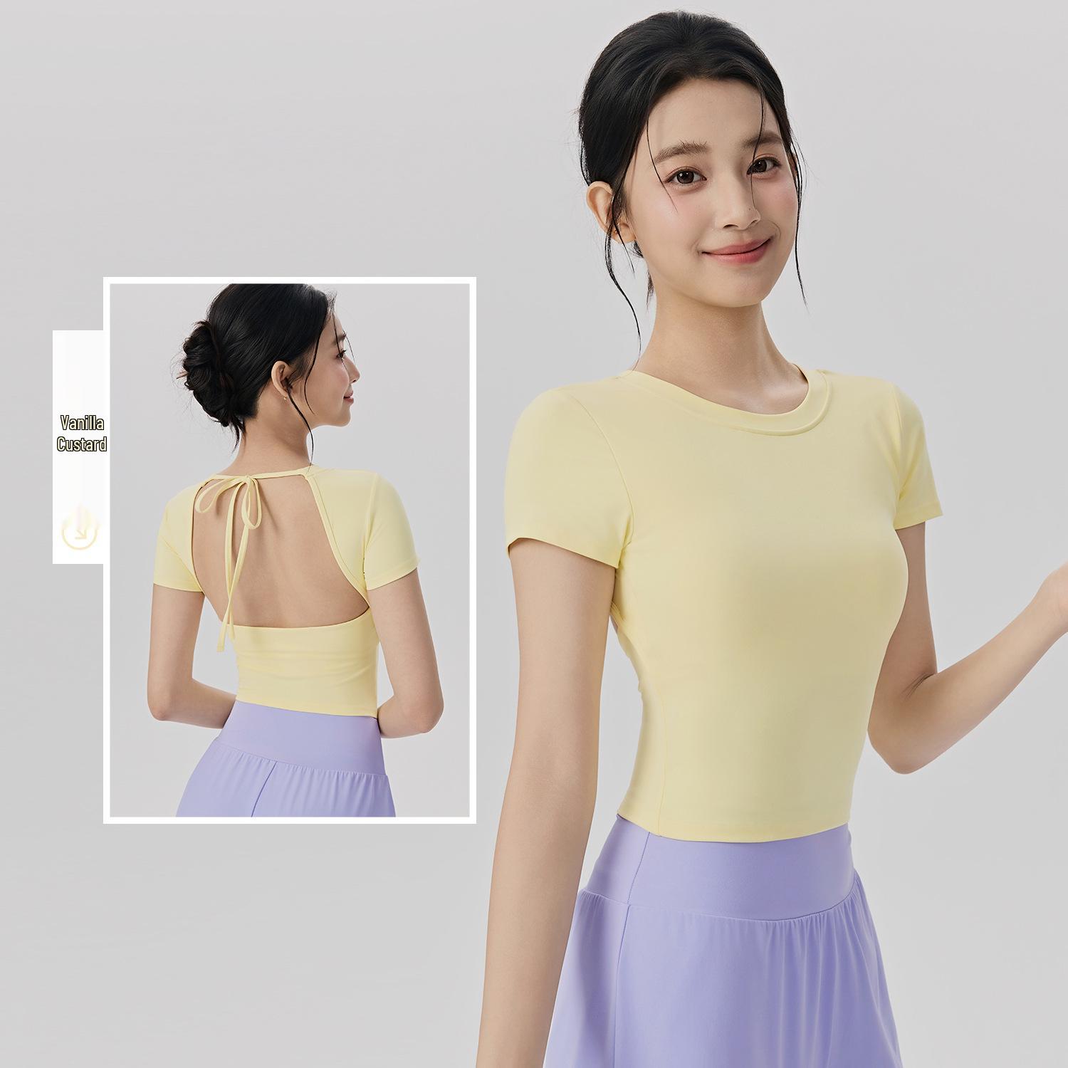 Women s Backless Lace-up Fitness Top with Fixed Bra Pads, Slimming Short Sleeve Yoga Wear, Elegant Sports T-shirt L
Women s Backless Lace-up Fitness Top with Fixed Bra Pads, Slimming Short Sleeve Yoga Wear, Elegant Sports T-shirt L