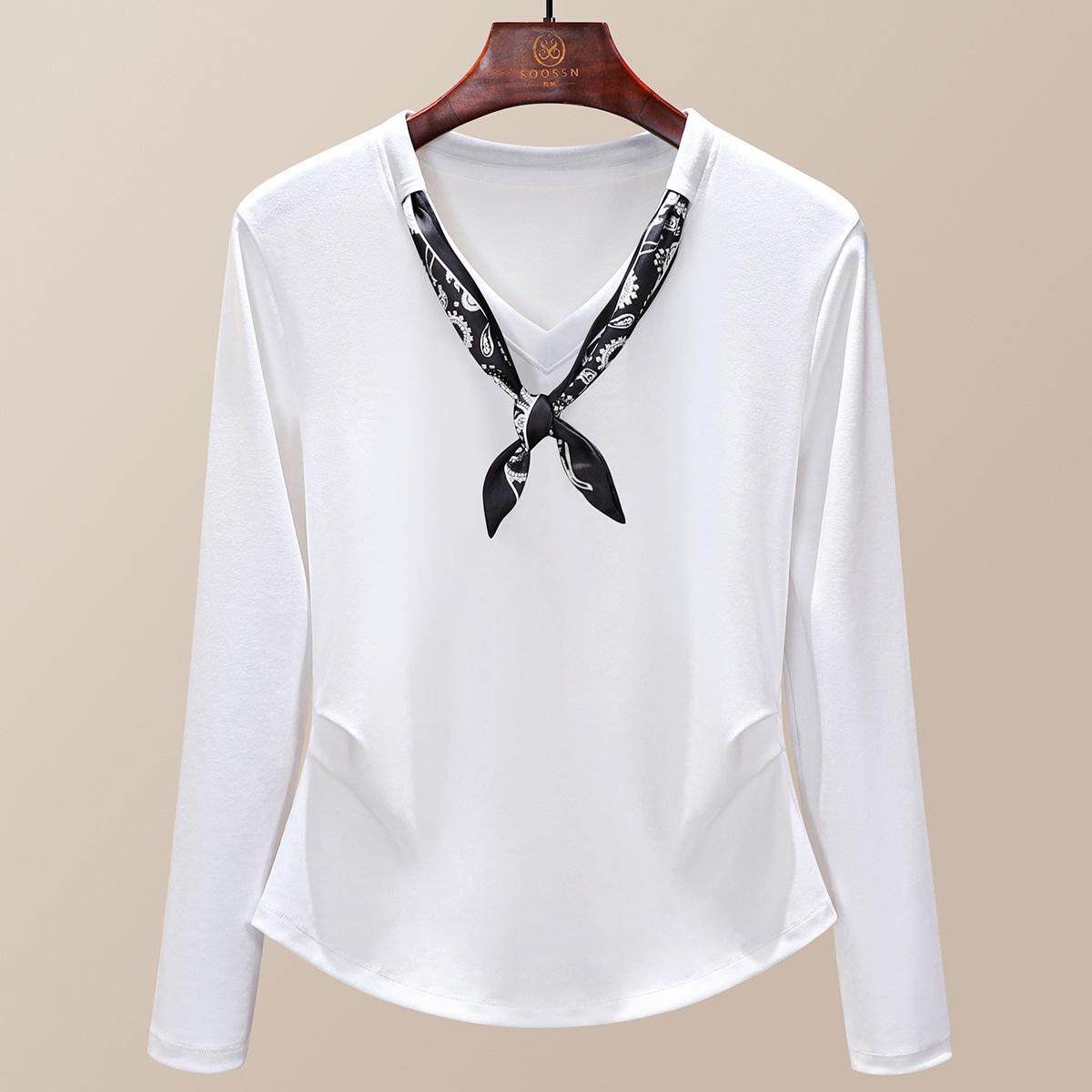 Pure Cotton Silk Scarf V-neck Slimming Women s T-shirt - Mature Style, Long Sleeve, Spring/Autumn Design. 3XL білий
Pure Cotton Silk Scarf V-neck Slimming Women s T-shirt - Mature Style, Long Sleeve, Spring/Autumn Design. 3XL білий