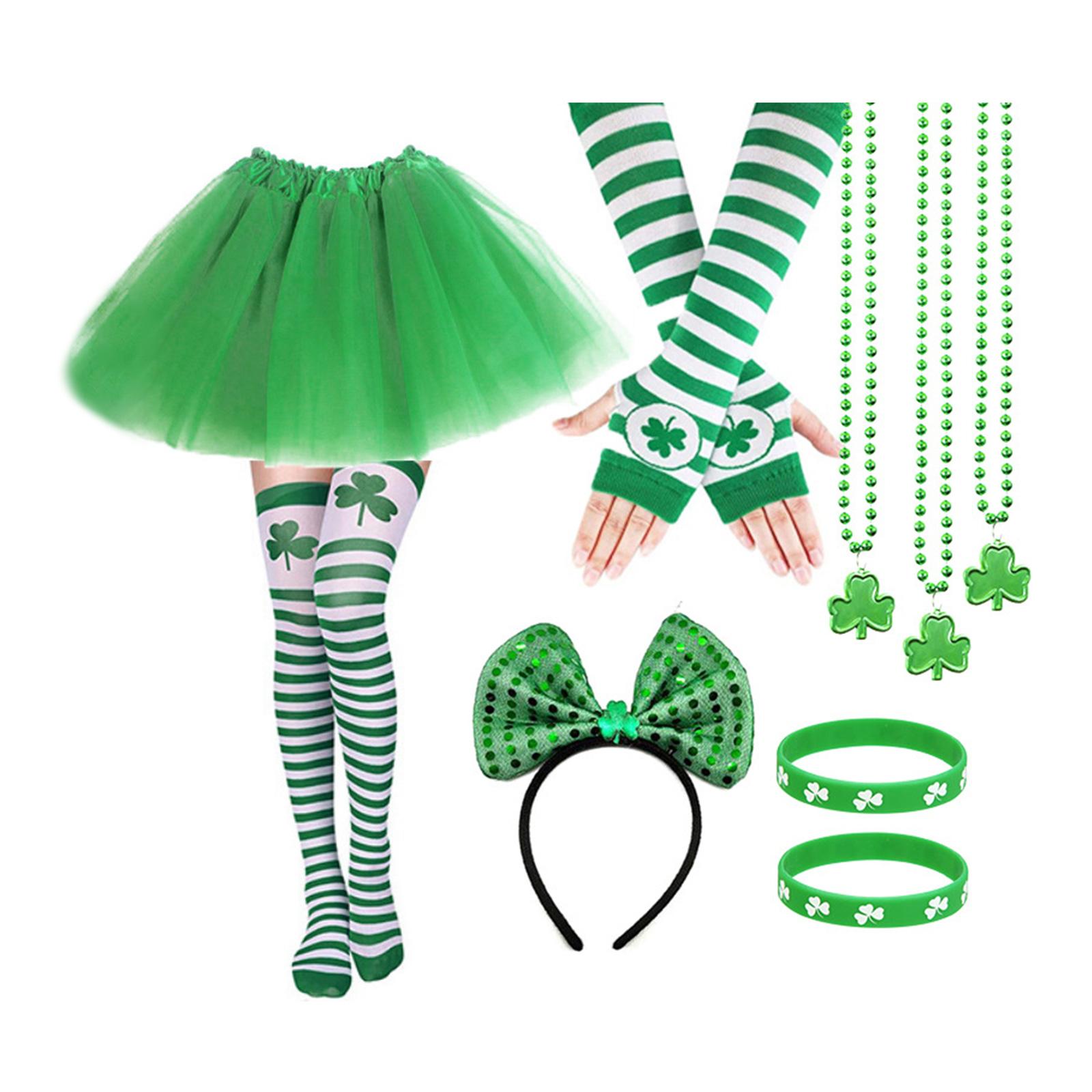 9 шт. Праздничный костюм ко Дню Святого Патрика, повязка на голову, напульсник, праздничный зеленый, нарукавники, ожерелье с клевером, ирландский аксессуар
9 шт. Праздничный костюм ко Дню Святого Патрика, повязка на голову, напульсник, праздничный зеленый, нарукавники, ожерелье с клевером, ирландский аксессуар