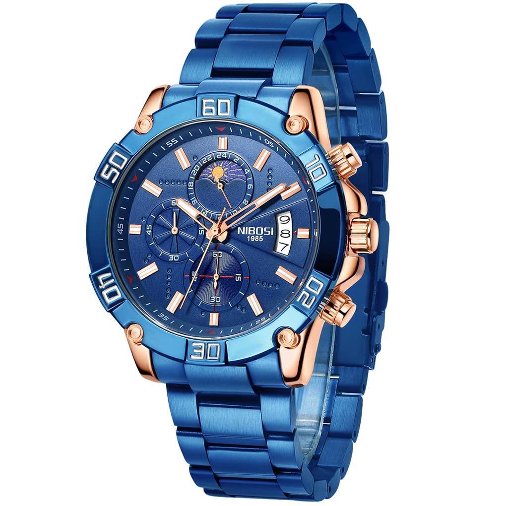 Мужские часы Big Face Blue Arm с водонепроницаемым хронографом, деловые, аналоговые, стильные, повседневные, из нержавеющей стали, с металлическим ремешком, с фазой Луны и датой
Мужские часы Big Face Blue Arm с водонепроницаемым хронографом, деловые, аналоговые, стильные, повседневные, из нержавеющей стали, с металлическим ремешком, с фазой Луны и датой