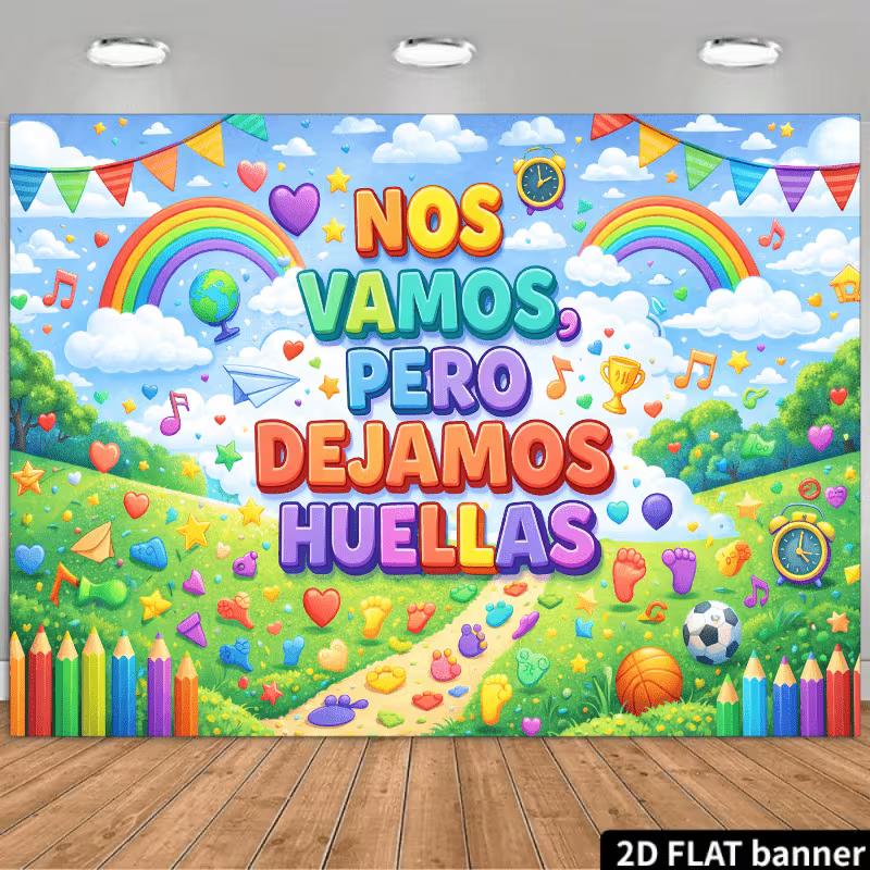 2D Preschool Graduation Backdrop Spanish Nos Vamos Pero Dejamos Huellas Party Banner 47.2x31.5inch/120*80cm
2D Preschool Graduation Backdrop Spanish Nos Vamos Pero Dejamos Huellas Party Banner 47.2x31.5inch/120*80cm