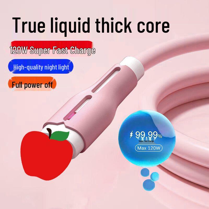 120W Silicone Fast Charging Cable with Light for iPhone 25 cm
120W Silicone Fast Charging Cable with Light for iPhone 25 cm