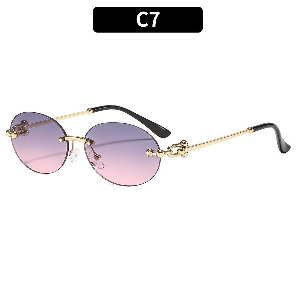 Женские солнцезащитные очки, мужские и женские металлические безободковые овальные солнцезащитные очки
Женские солнцезащитные очки, мужские и женские металлические безободковые овальные солнцезащитные очки