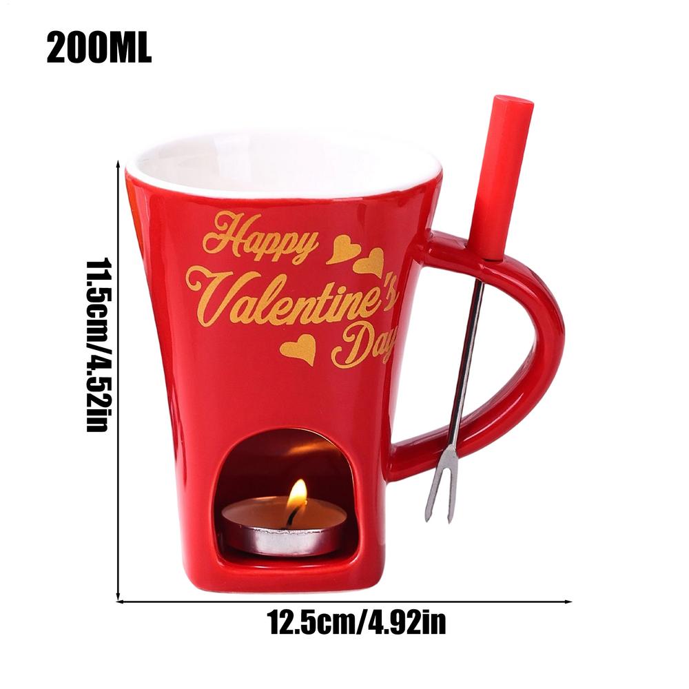Chocolate Fondue Cup Coffee Warmer Mug 200ml Ceramic Chocolate Melting Cup With Fork, Cheese Butter Caramel Candy Melting Cup
Chocolate Fondue Cup Coffee Warmer Mug 200ml Ceramic Chocolate Melting Cup With Fork, Cheese Butter Caramel Candy Melting Cup