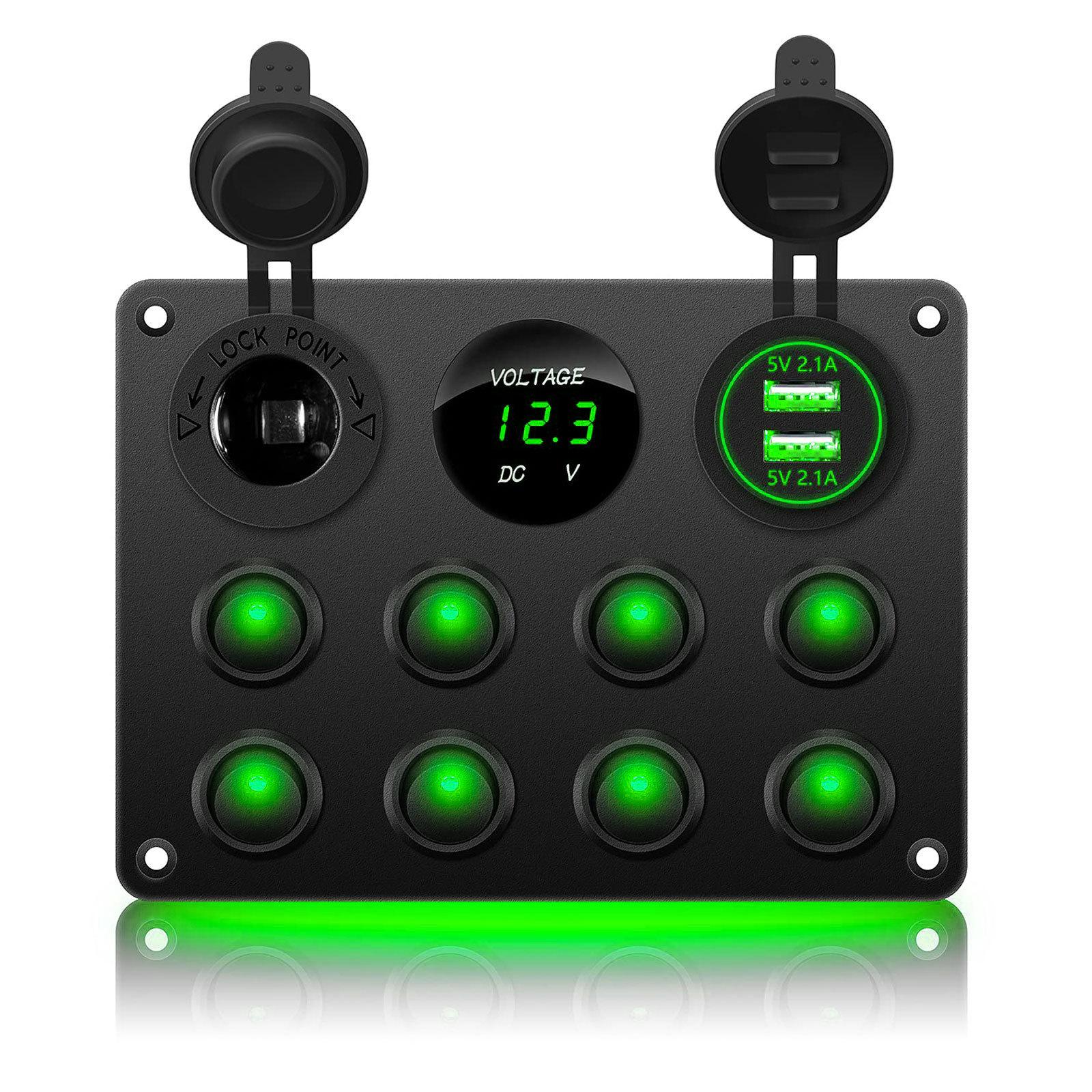 8-клавишный тумблерный переключатель с кнопкой, панель управления USB для автомобиля, грузовика, морской лодки, автофургона, квадроцикла, UTV, кемпера, каравана, автоматического выключателя, Earu зелёный
8-клавишный тумблерный переключатель с кнопкой, панель управления USB для автомобиля, грузовика, морской лодки, автофургона, квадроцикла, UTV, кемпера, каравана, автоматического выключателя, Earu зелёный