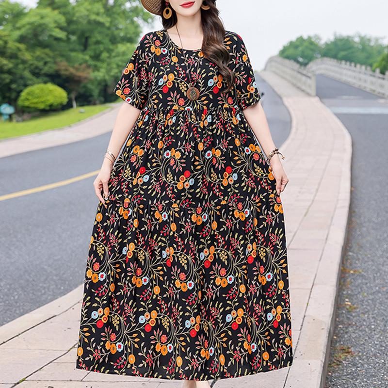 Elegant Summer Loose Dress Woman Vintage Clothes Plus Size Casual Short Sleeve Long Dresses XL
Elegant Summer Loose Dress Woman Vintage Clothes Plus Size Casual Short Sleeve Long Dresses XL