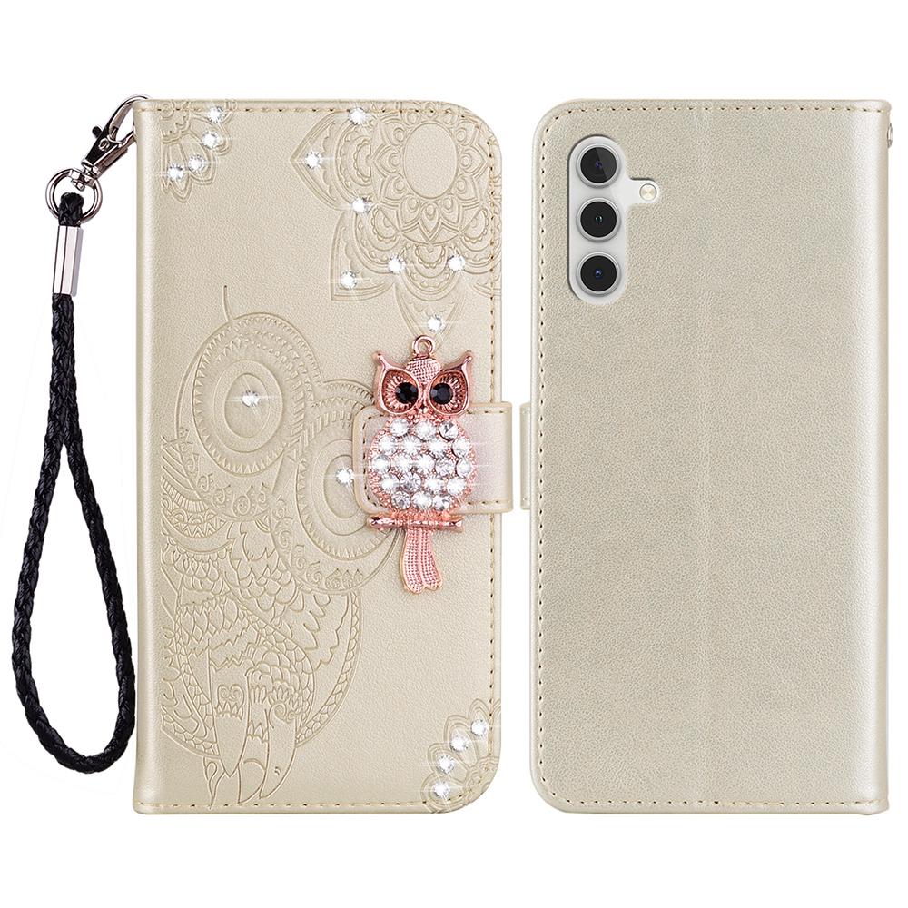 Чехол-кошелек для Samsung Galaxy A17 5G с тиснением в виде совы и цветка, кожаная обложка со стразами Gold
Чехол-кошелек для Samsung Galaxy A17 5G с тиснением в виде совы и цветка, кожаная обложка со стразами Gold
