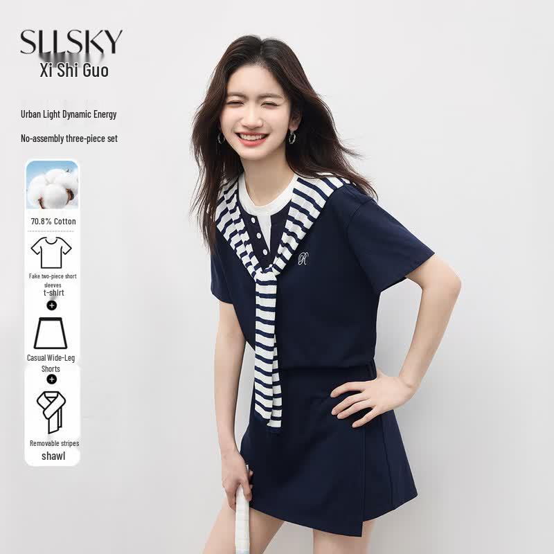 Women s Casual Striped Shawl T-Shirt & Shorts Set XL
Women s Casual Striped Shawl T-Shirt & Shorts Set XL