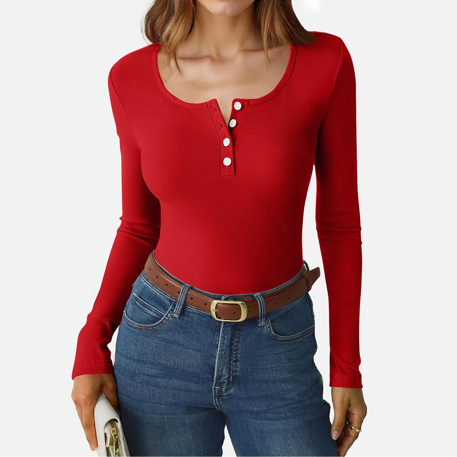 Женская и зимняя футболка с тонким низом, модная повседневная однотонная футболка с U-образным вырезом, длинный рукав M красный
Женская и зимняя футболка с тонким низом, модная повседневная однотонная футболка с U-образным вырезом, длинный рукав M красный