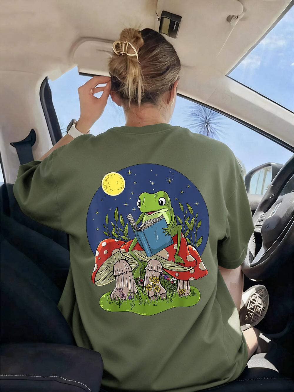 Frog Vintage On Mushroom Printing TShirt Womens Basics Loose T Shirts AllMatch Comfortable Tops Summer ONeck Woman Clothes S
Frog Vintage On Mushroom Printing TShirt Womens Basics Loose T Shirts AllMatch Comfortable Tops Summer ONeck Woman Clothes S