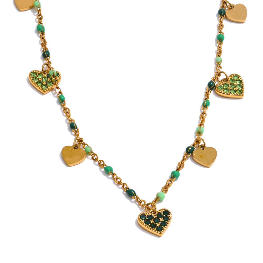 Yhpup White Green Zirconia Heart Drop Necklace Fashion Stainless Steel Enamel Chic Chain Collar Jewelry Waterproof for Women
Yhpup White Green Zirconia Heart Drop Necklace Fashion Stainless Steel Enamel Chic Chain Collar Jewelry Waterproof for Women