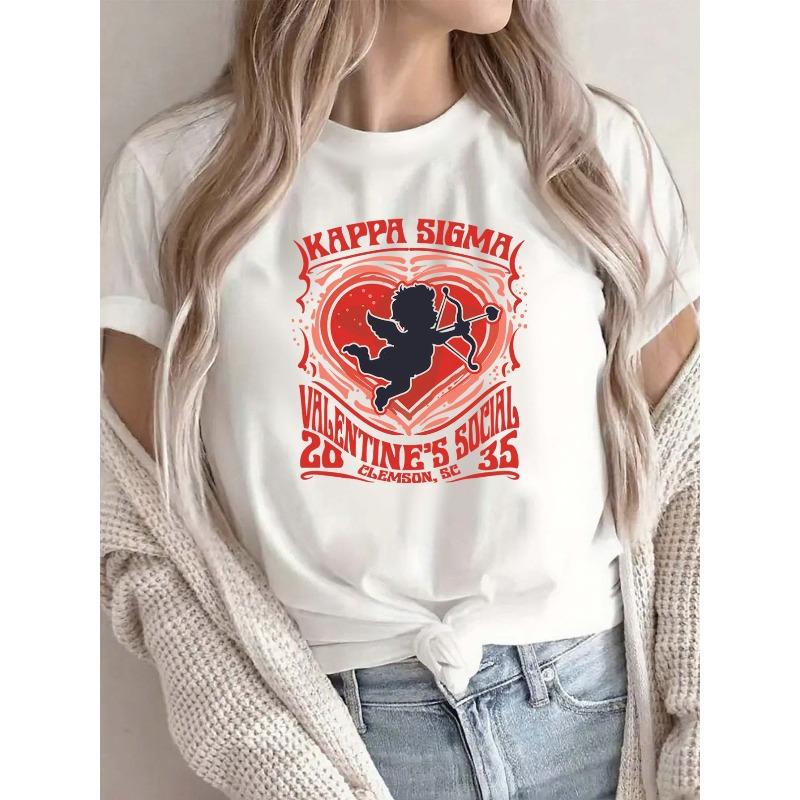 European size Plus Size, Women s Valentine s Day Cupid T-Shirt - Cute Heart Design Red White Casual 4XL білий
European size Plus Size, Women s Valentine s Day Cupid T-Shirt - Cute Heart Design Red White Casual 4XL білий