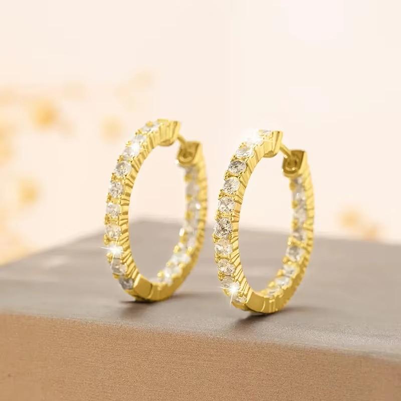 Huitan Classic Round Cubic Zirconia Hoop Earrings for Women Copper Color/Gold Color Daily Wear Delicate Temperament Lady Zircon
Huitan Classic Round Cubic Zirconia Hoop Earrings for Women Copper Color/Gold Color Daily Wear Delicate Temperament Lady Zircon