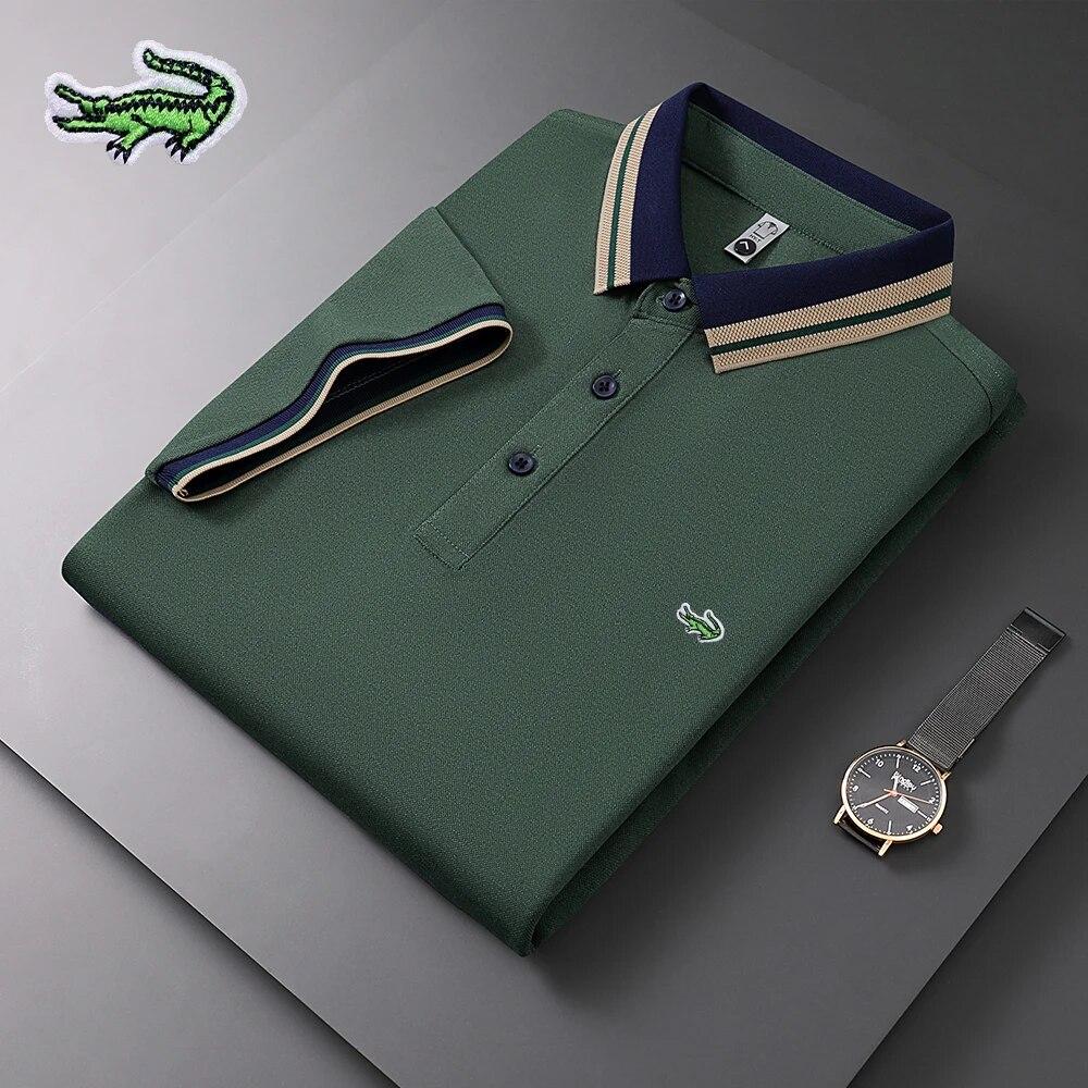 Высококачественная мужская рубашка-поло, хит продаж 2024 года, поло с вышивкой CARTELO, летняя новая деловая дышащая рубашка-поло для отдыха для мужчин 
Высококачественная мужская рубашка-поло, хит продаж 2024 года, поло с вышивкой CARTELO, летняя новая деловая дышащая рубашка-поло для отдыха для мужчин