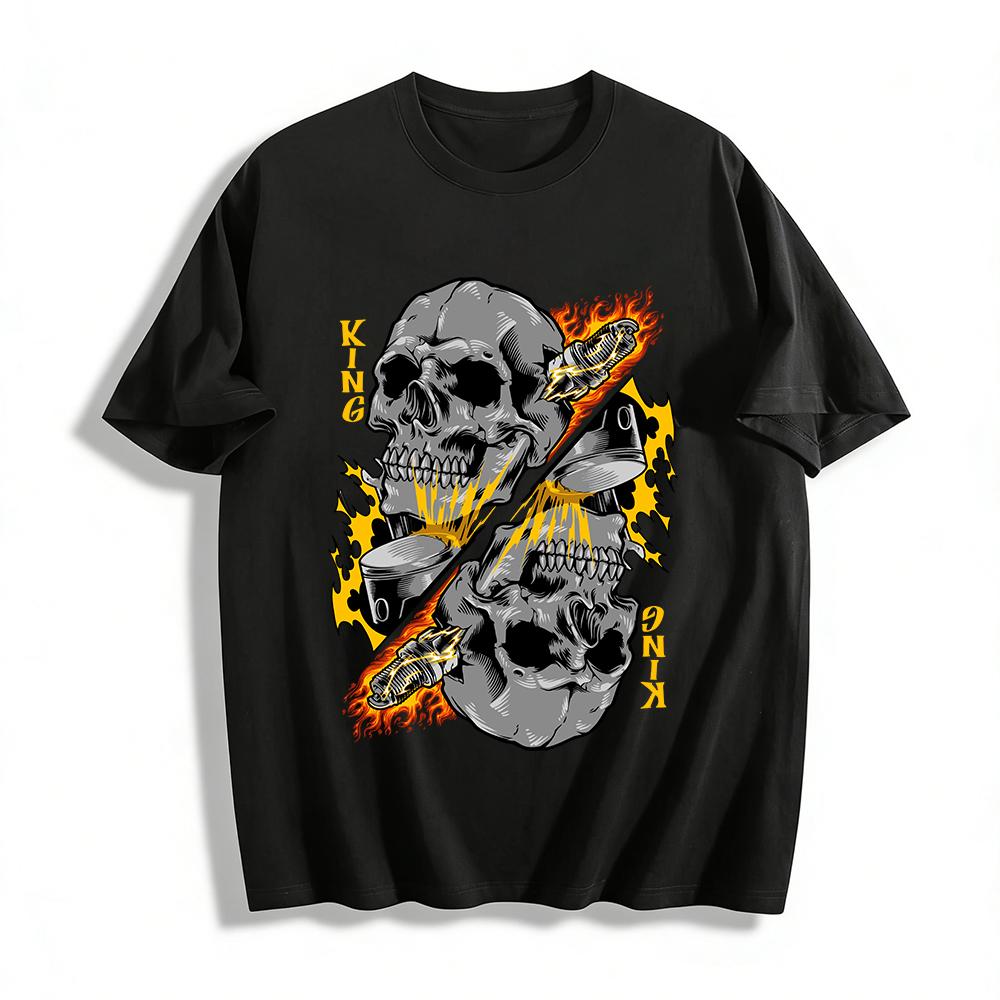 Skull Piston King Print Biker Style Cool Casual Streetwear T-Shirt Pure cotton T-shirt XXS
Skull Piston King Print Biker Style Cool Casual Streetwear T-Shirt Pure cotton T-shirt XXS