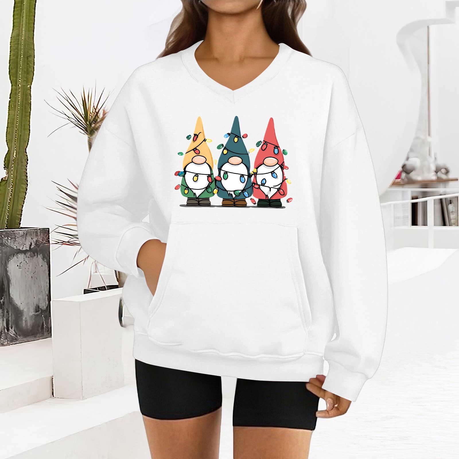 Женский модный свитшот с длинными рукавами и V-образным вырезом с рождественским принтом S белый
Женский модный свитшот с длинными рукавами и V-образным вырезом с рождественским принтом S белый